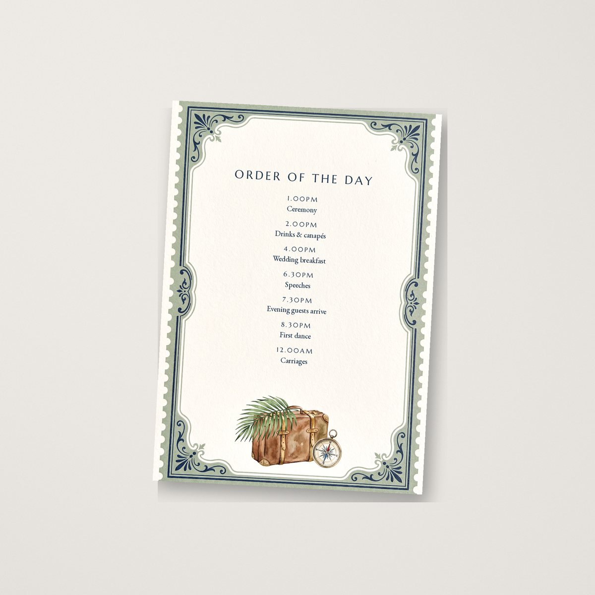 Pack Your Bags Itinerary / Order of the Day