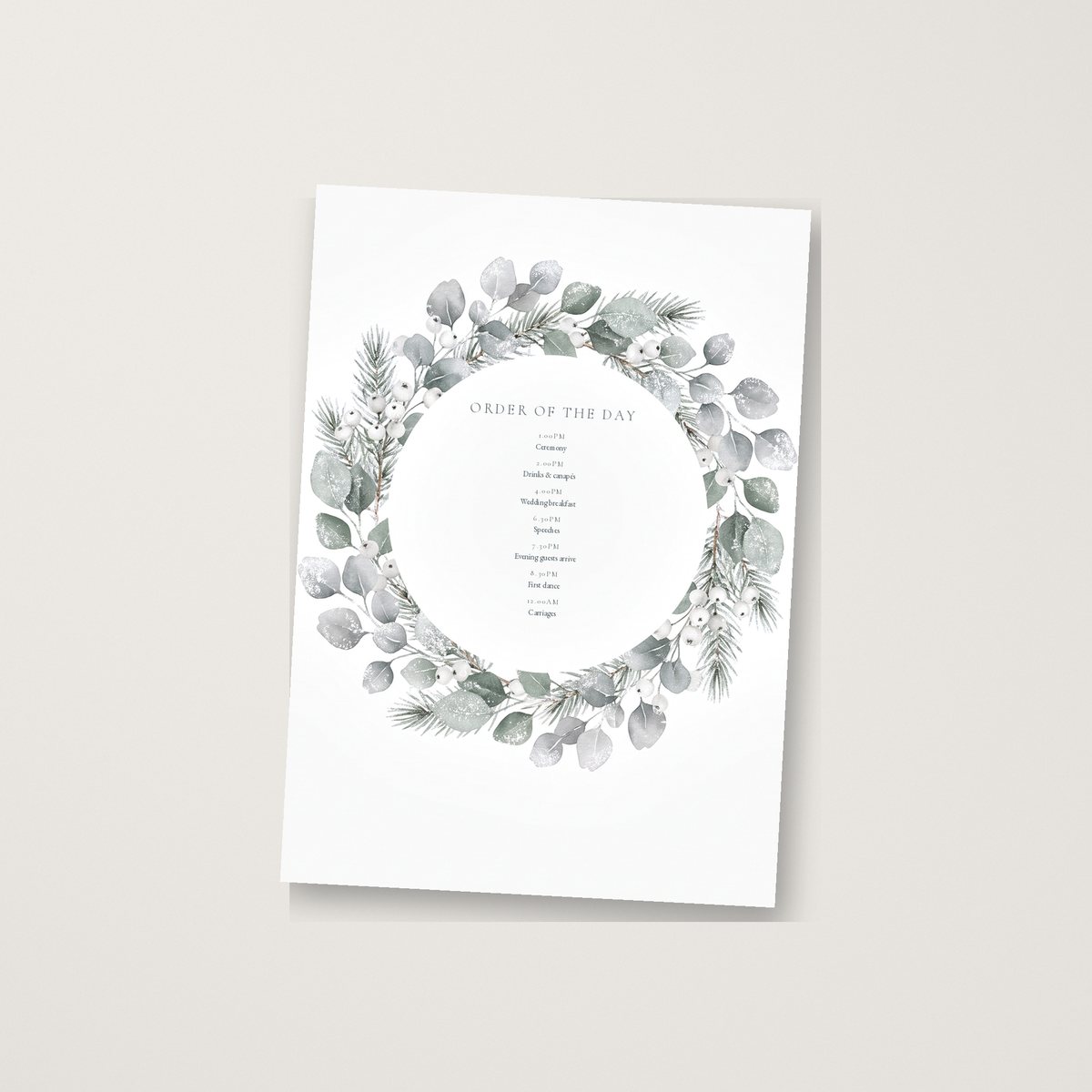 Frosted Wreath Order of the Day