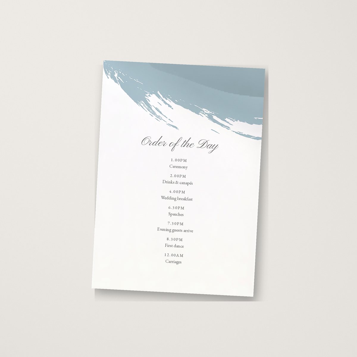 A Brush of Colour Itinerary / Order of the Day