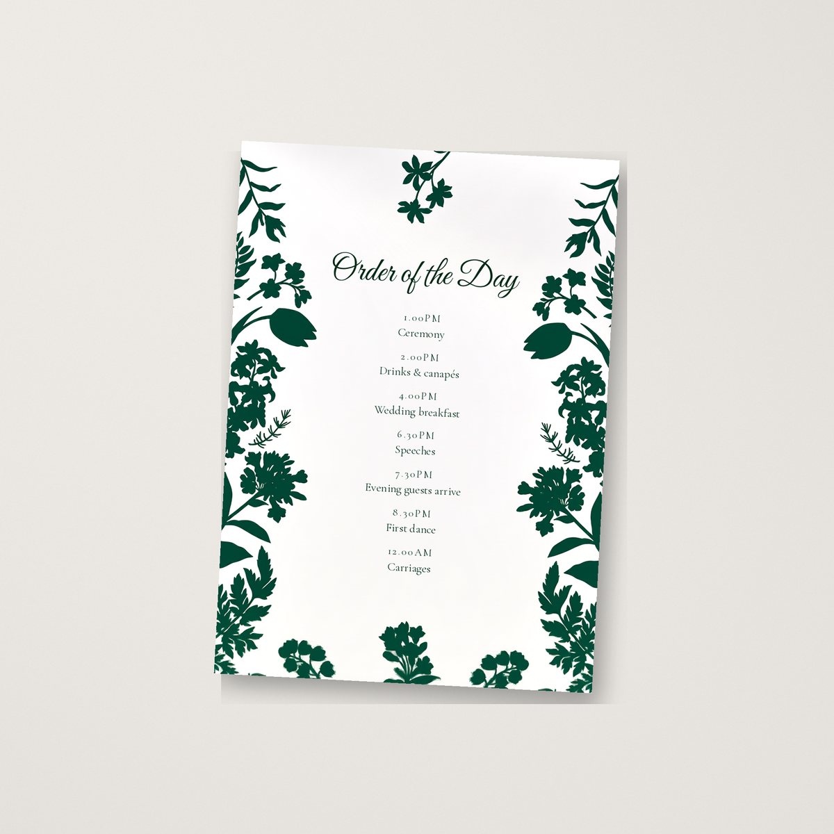 Wild Forest Itinerary / Order of the Day