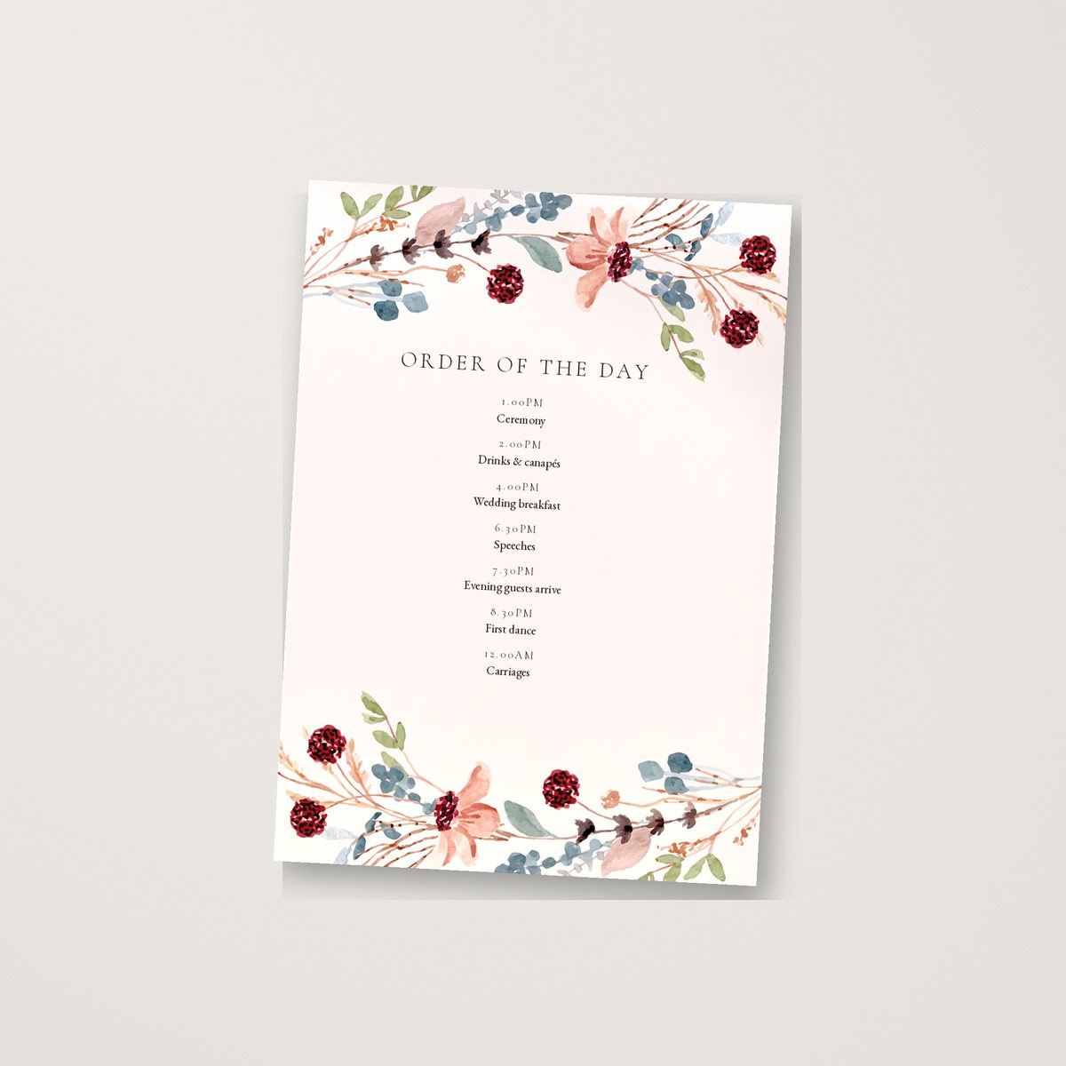 Wild Flower Garden Itinerary / Order of the Day