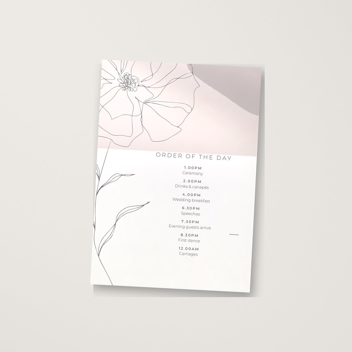 Subtle Rose Itinerary / Order of the Day
