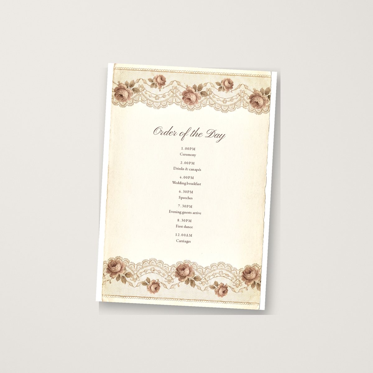 Lace Blooms Order of the Day