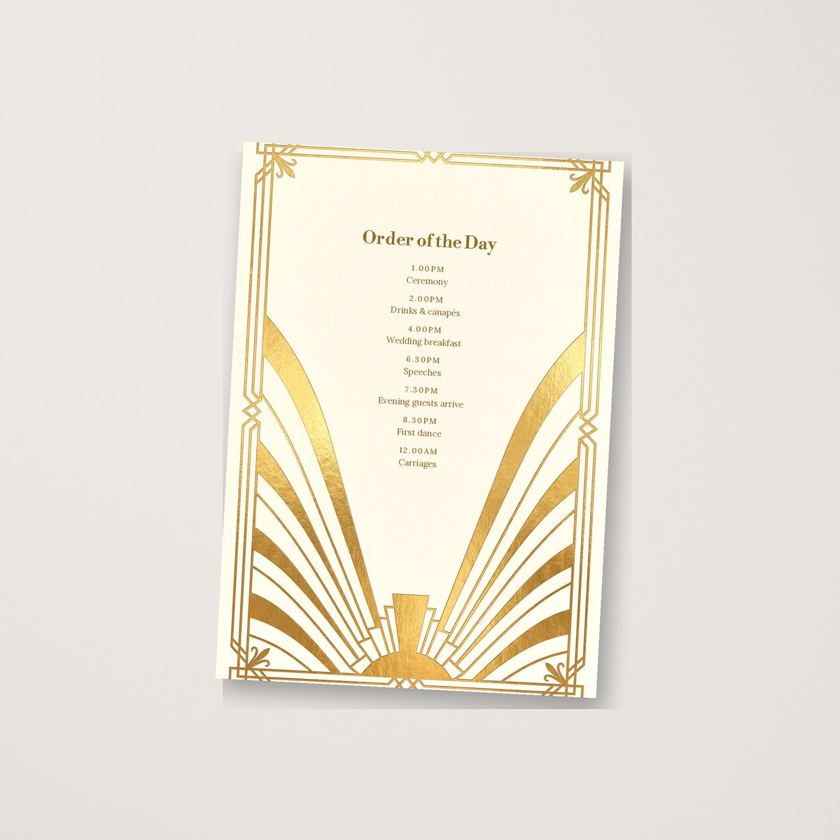 Deco Curve Itinerary / Order of the Day