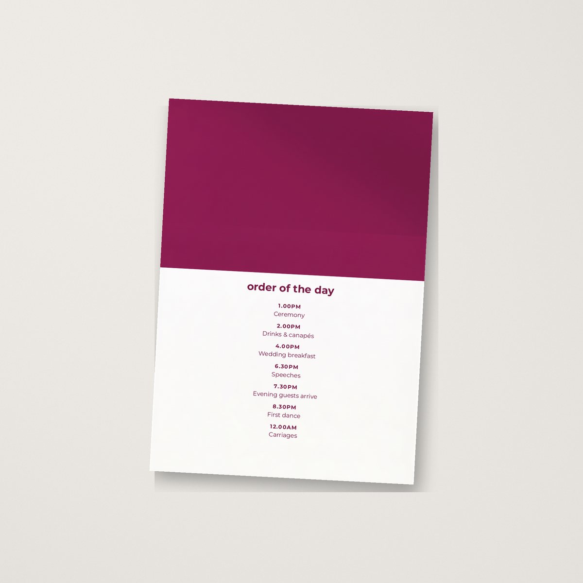 Distinctive Itinerary / Order of the Day