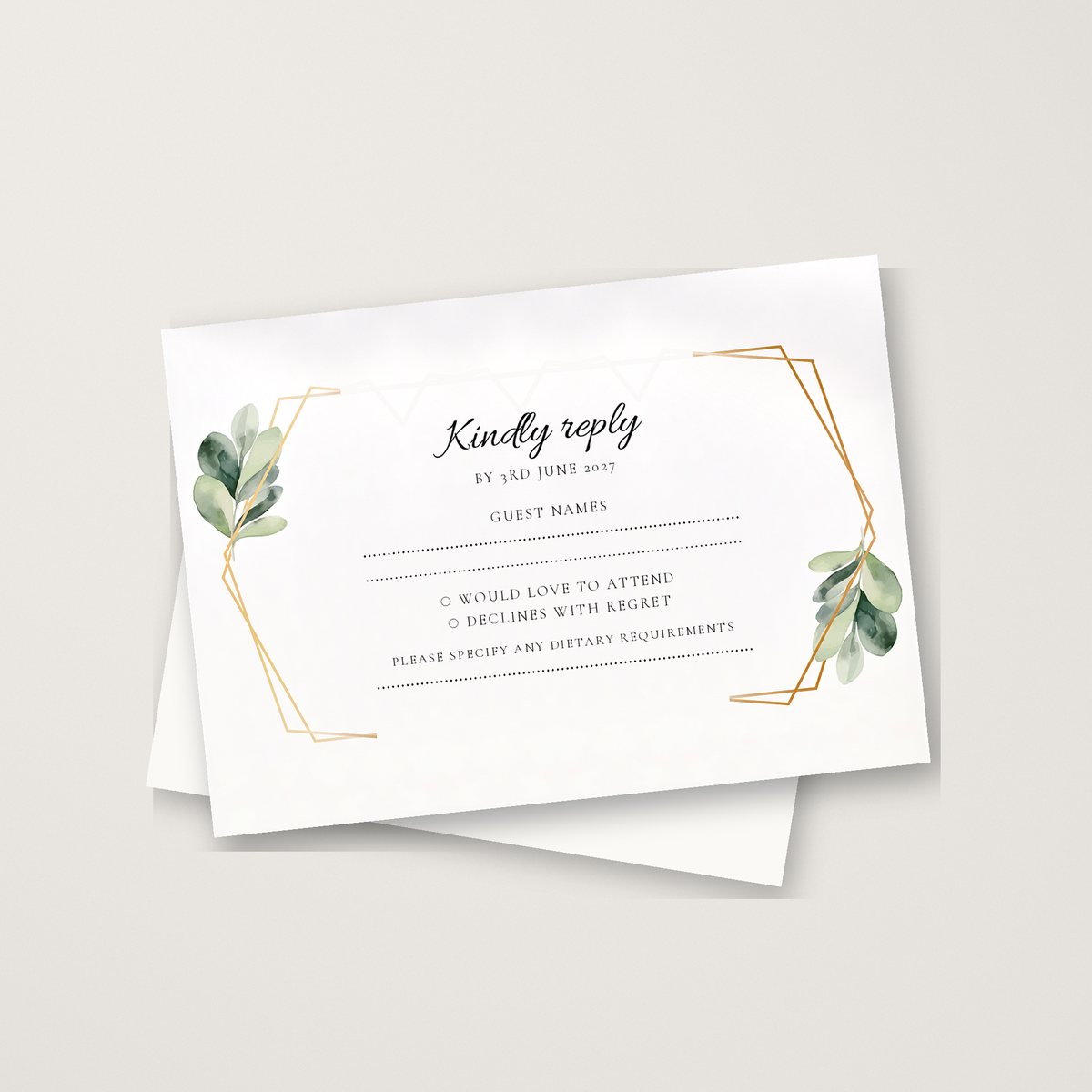 Leaf Gold Hex RSVP Card