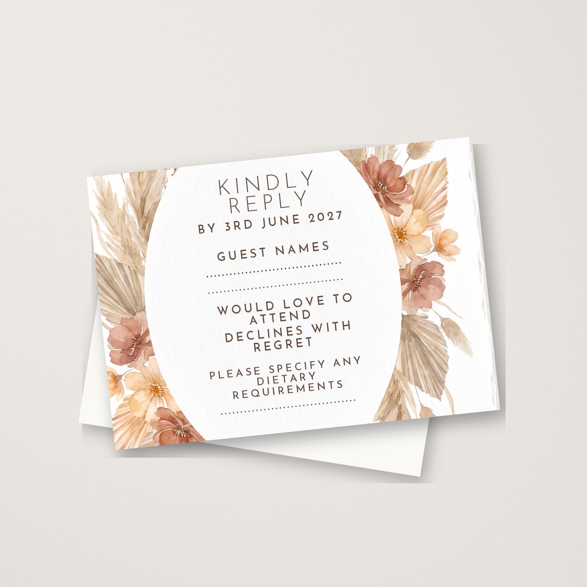 Oval Pampas RSVP Card