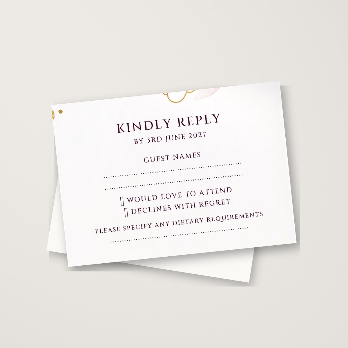 Romantic Watercolour RSVP Card