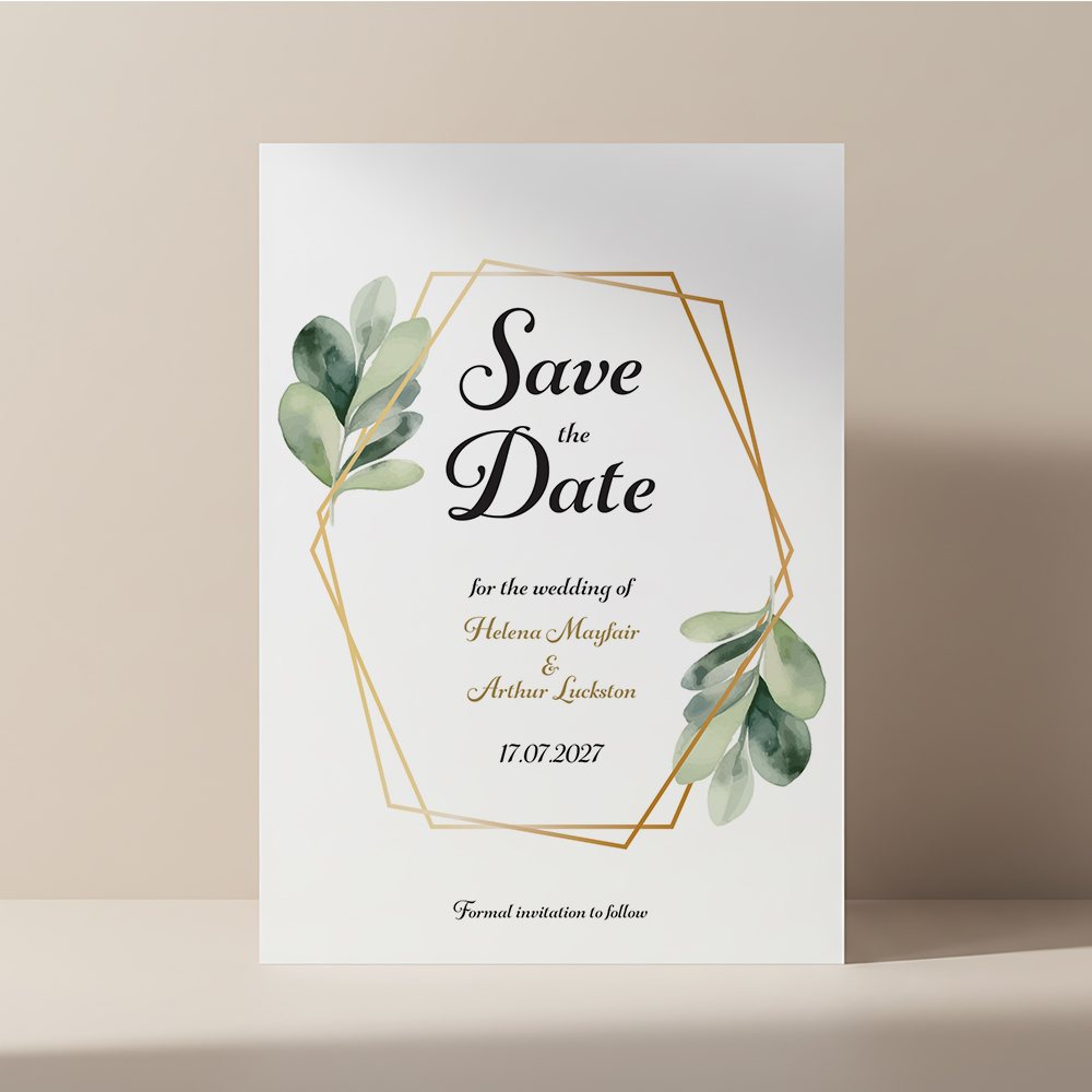 Leaf Gold Hex Save the Date