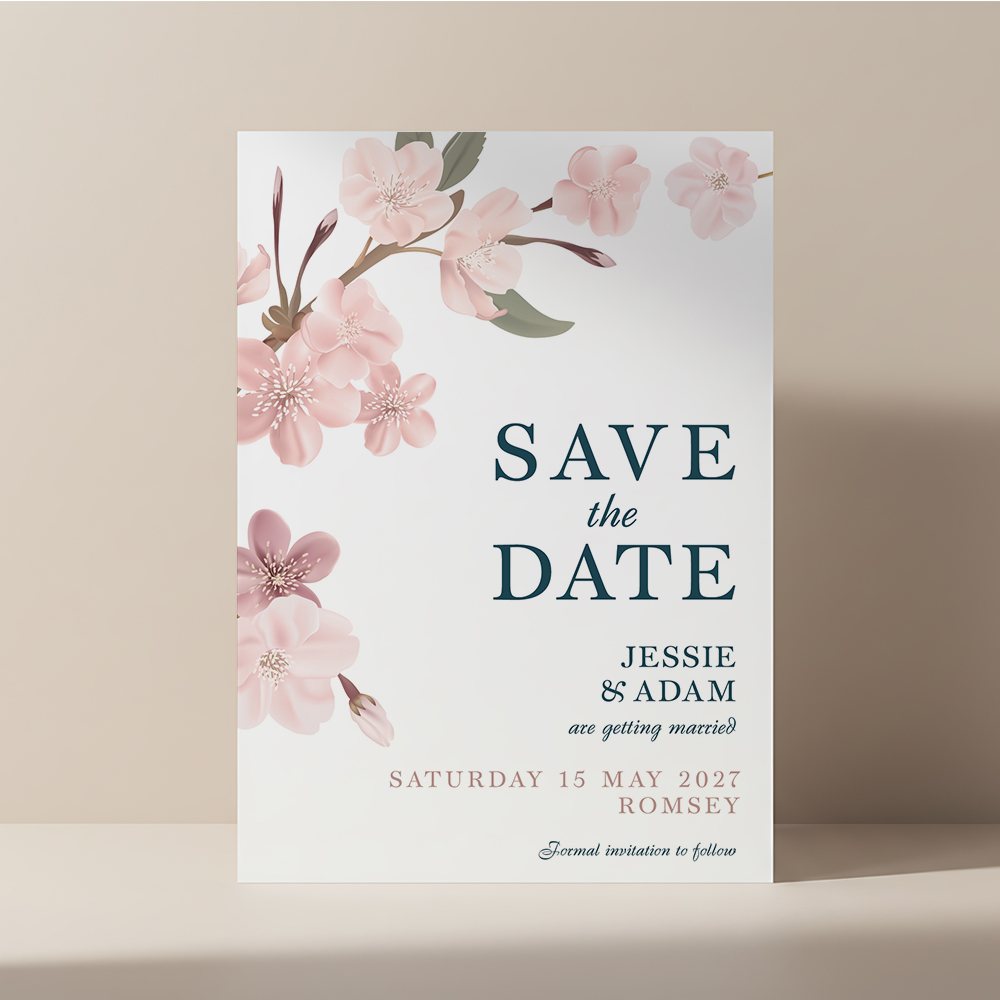 Colour Block Blossom Save the Date