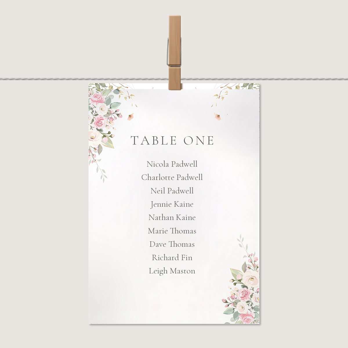 Delicate Rose Table Number or Name Card