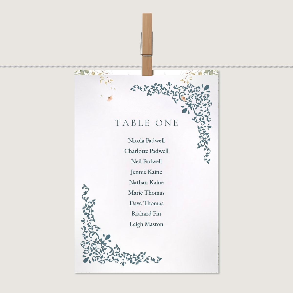 Charmingly Beautiful Table Name Card