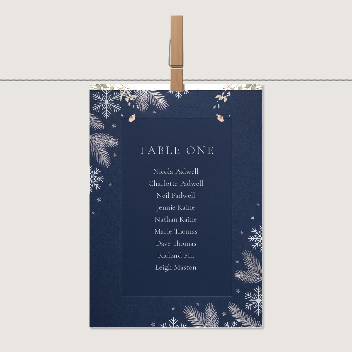 Winter Wedding Table Name Card