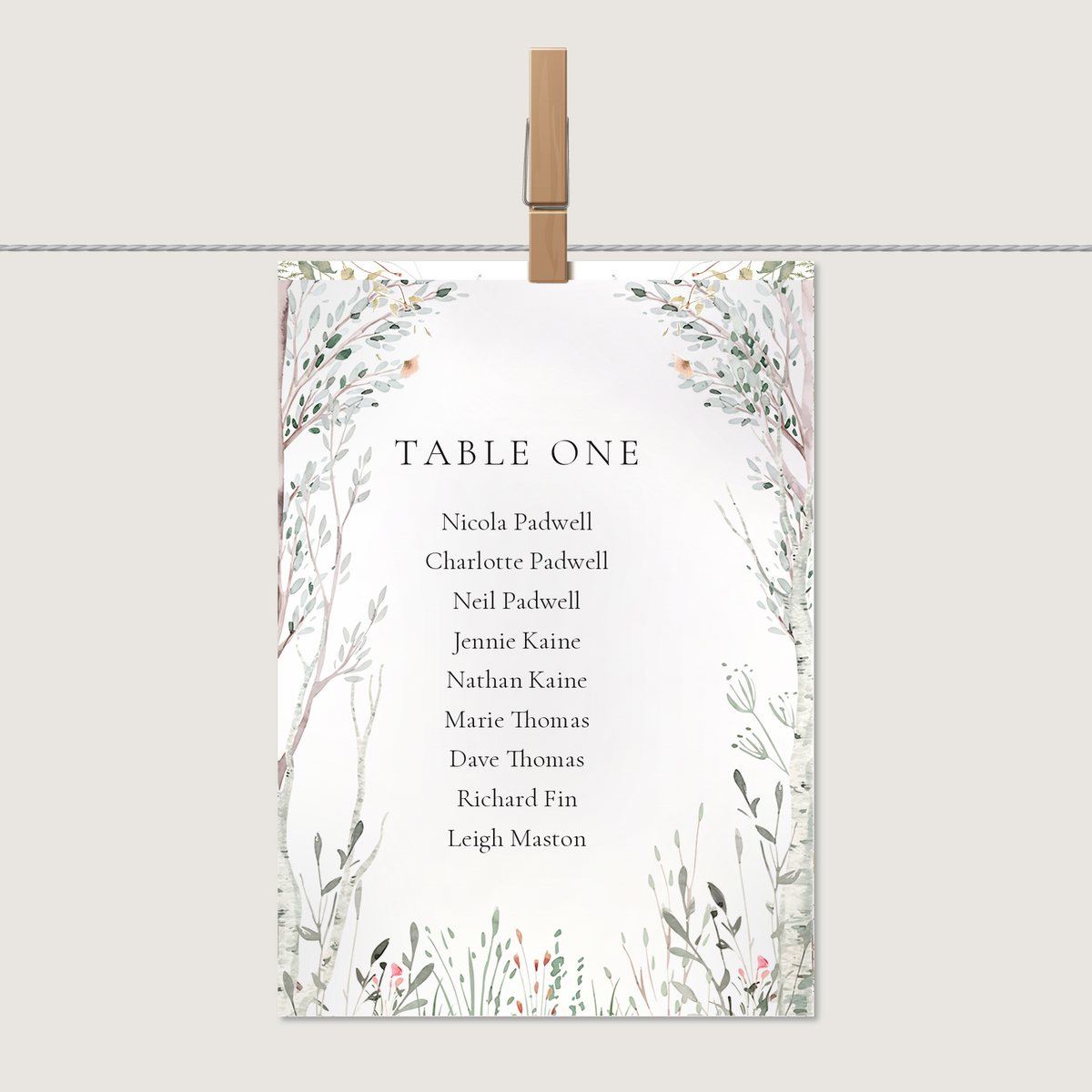 Naturally Beautiful Table Number or Name Card