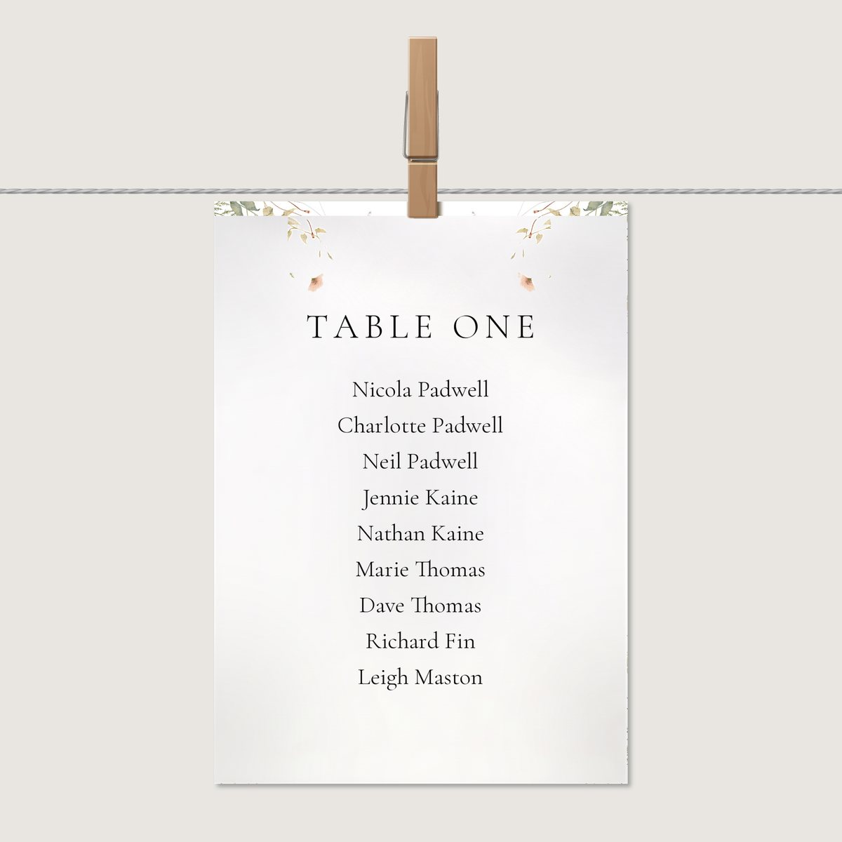 A Touch of Elegance Table Number or Name Card