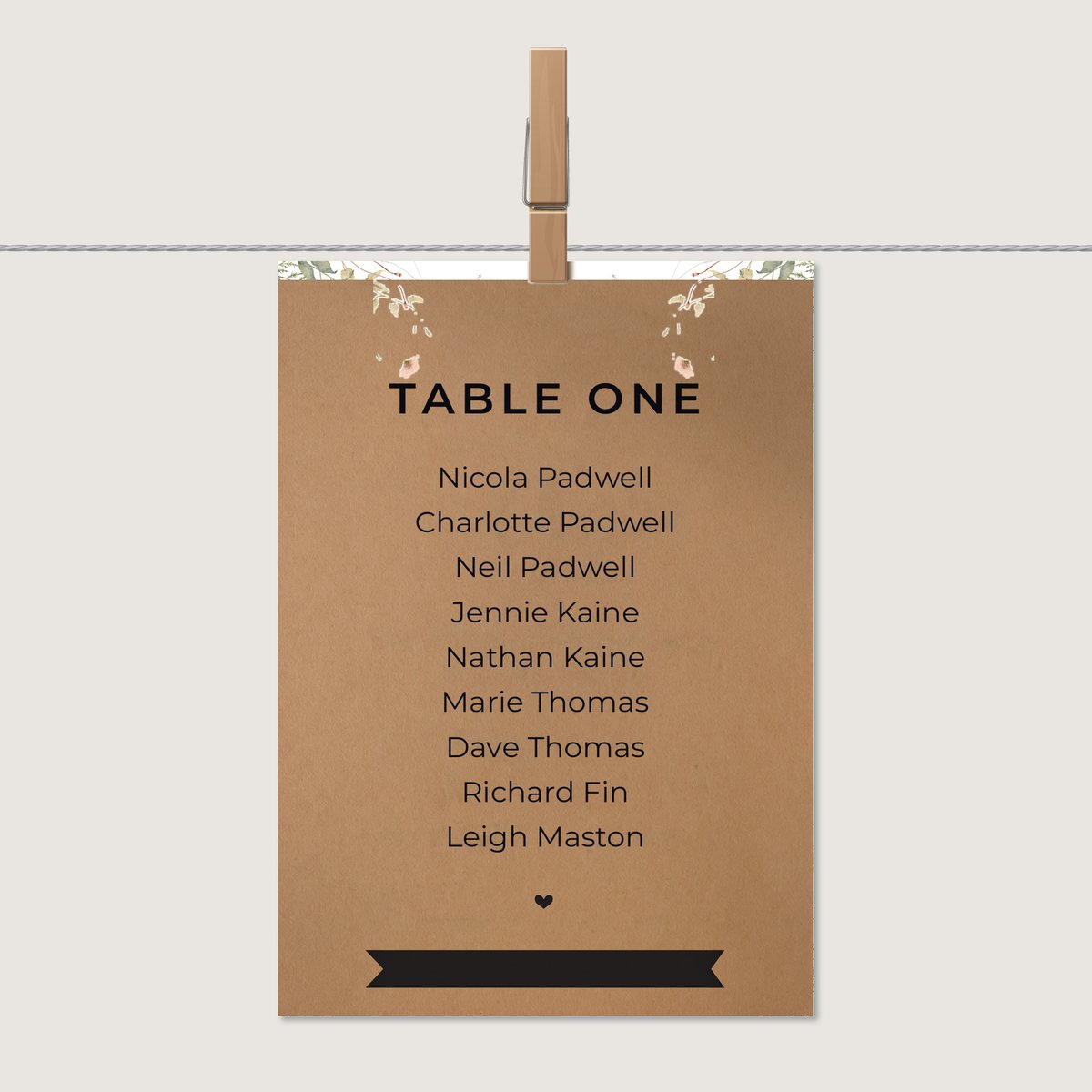 Fun Kraft Table Number or Name Card