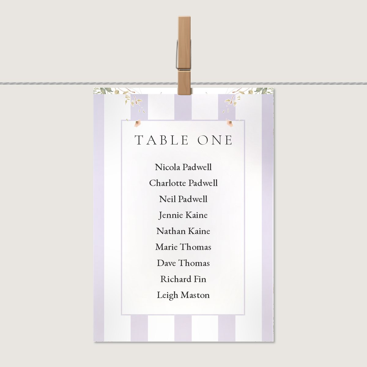 Colourband Stripe Table Number or Name Card