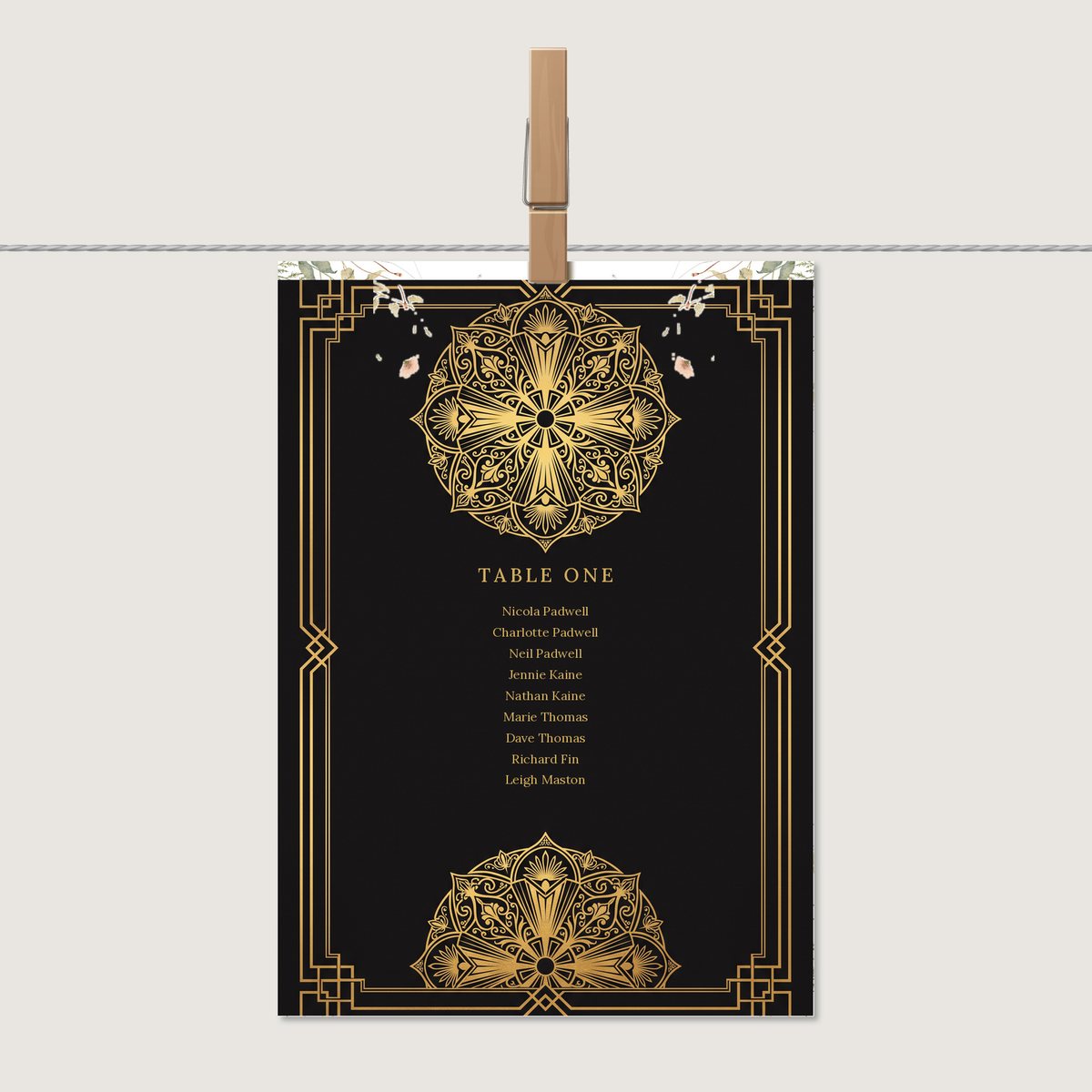Gatsby Roundel Table Number or Name Card