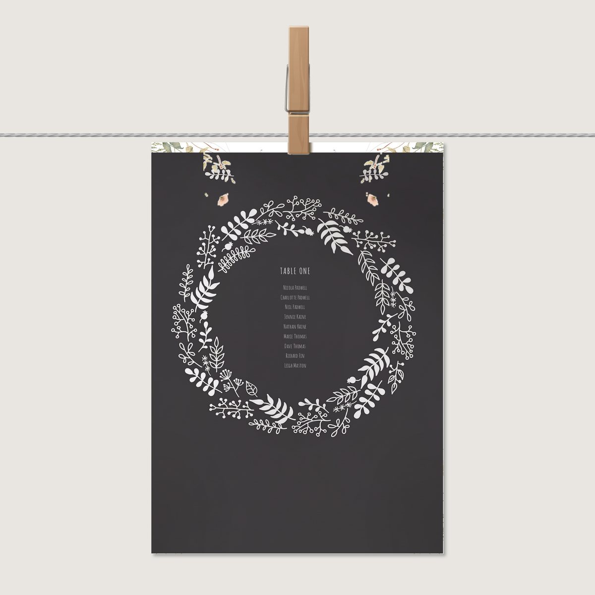 Chalk Wild Flower Table Number or Name Card