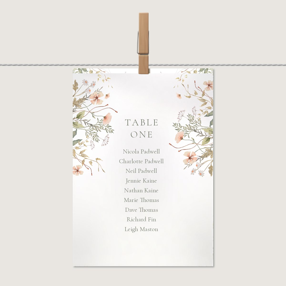 Among the Flowers Table Number or Name Card