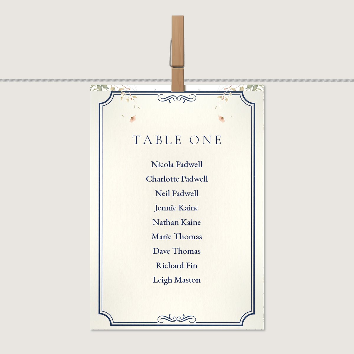 All the Curves Table Number or Name Card