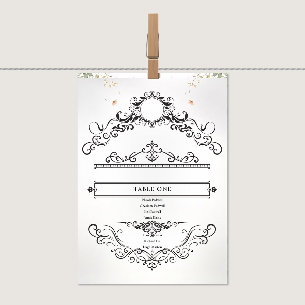 Vintage Royal Table Name Card