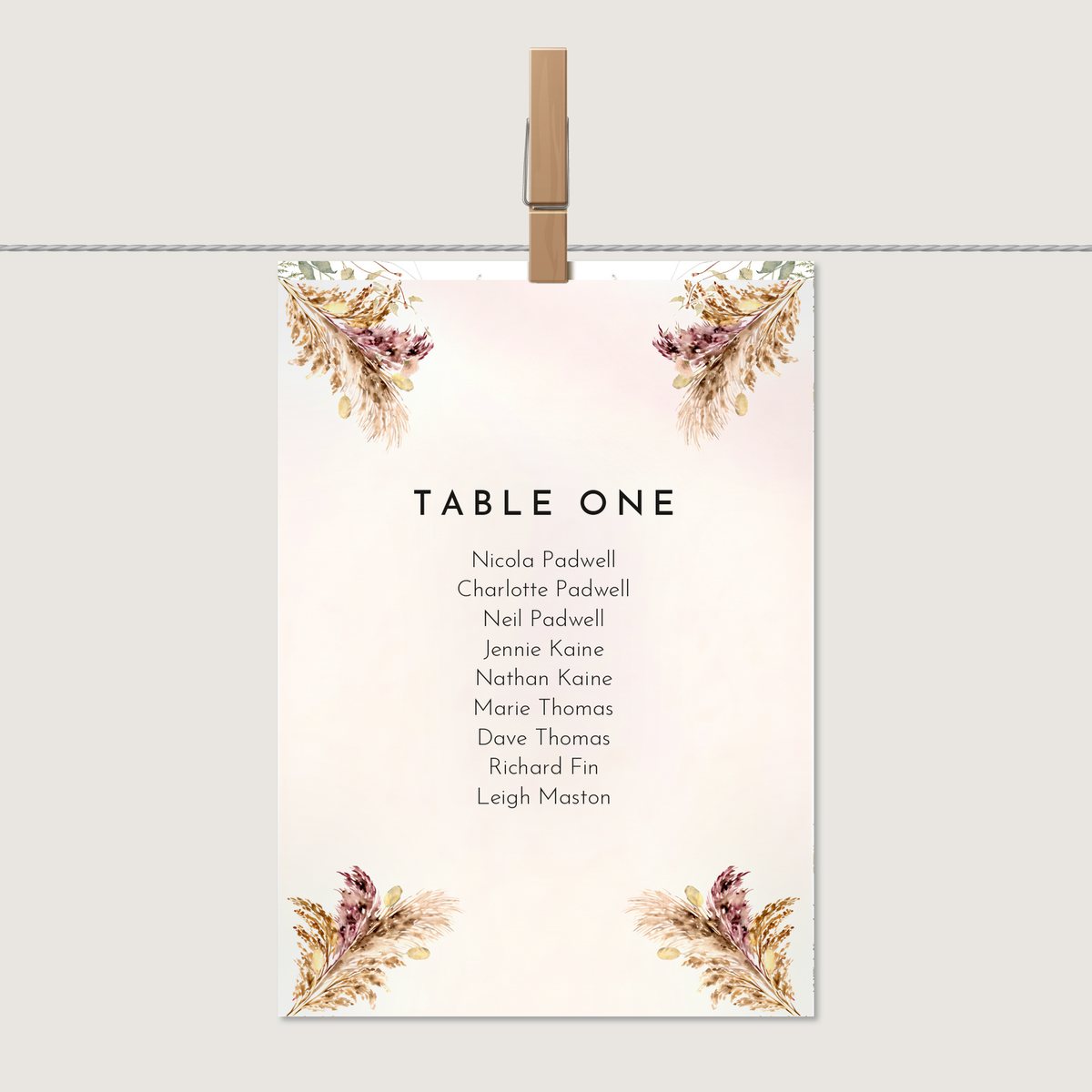 Boho Floral Table Number or Name Card