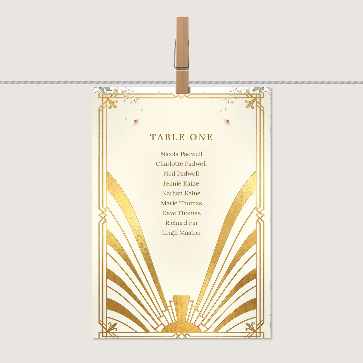 Deco Curve Table Number or Name Card