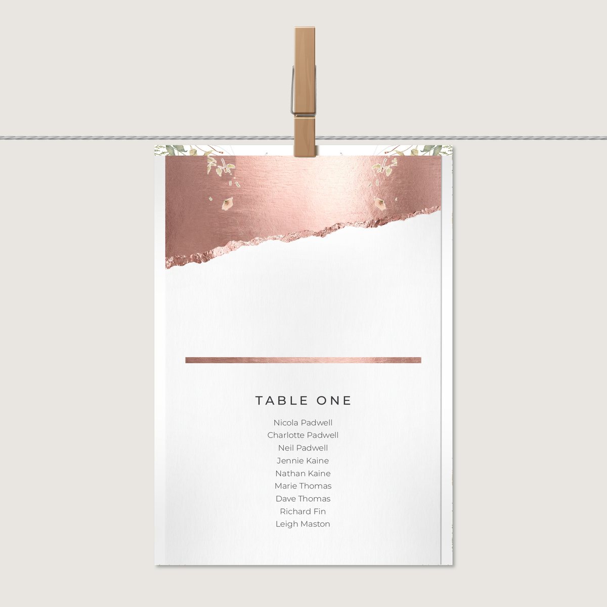 Chic Metallic Table Number or Name Card