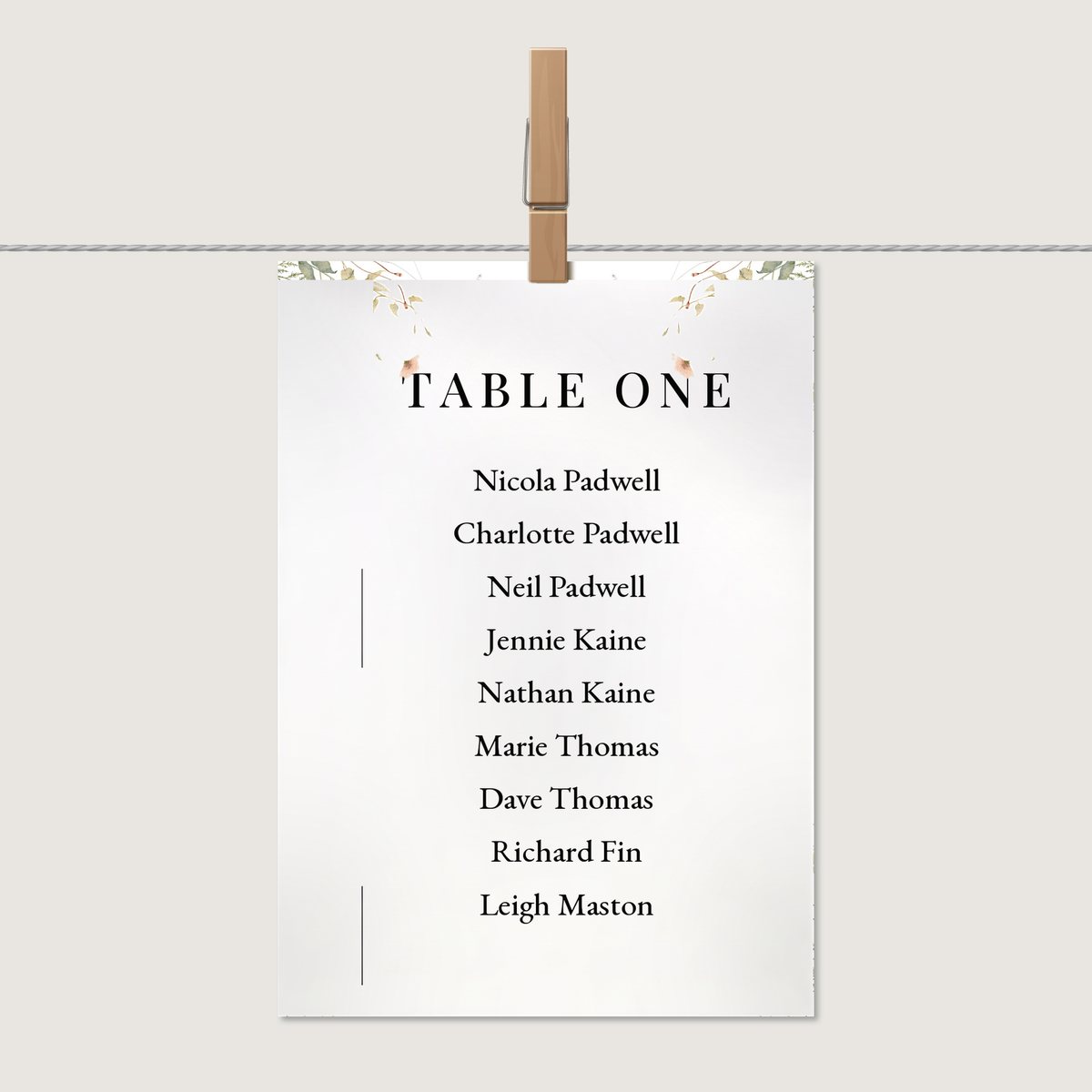 Evelyn Serif Table Number or Name Card