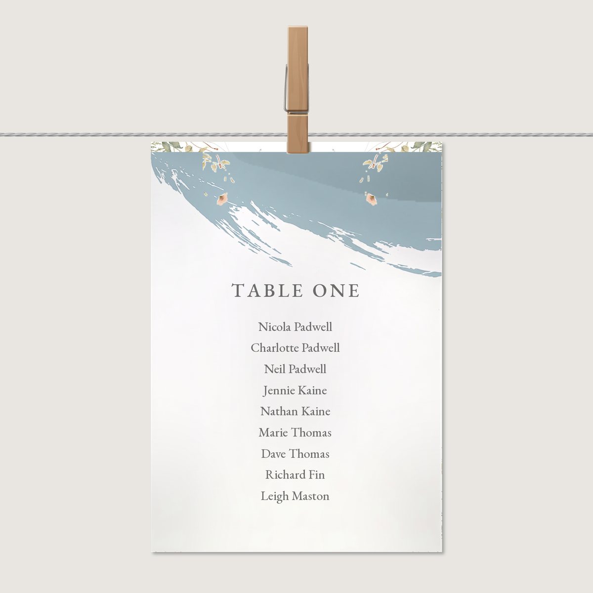A Brush of Colour Table Number or Name Card