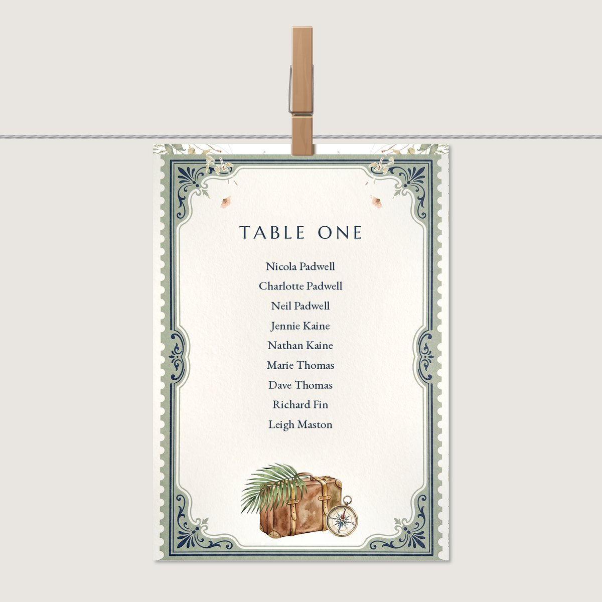 Pack Your Bags Table Number or Name Card