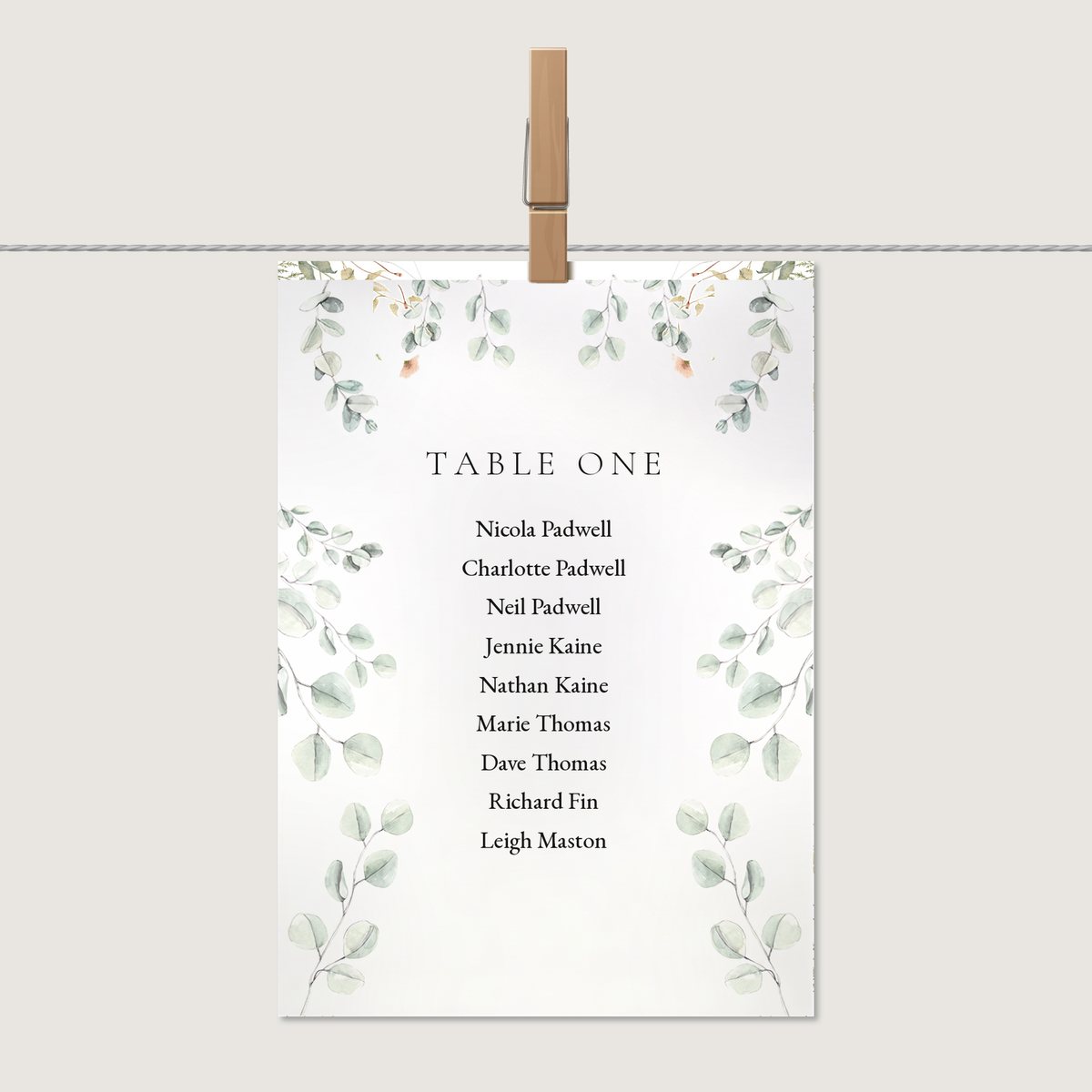 Eucalyptus Dream Table Number or Name Card