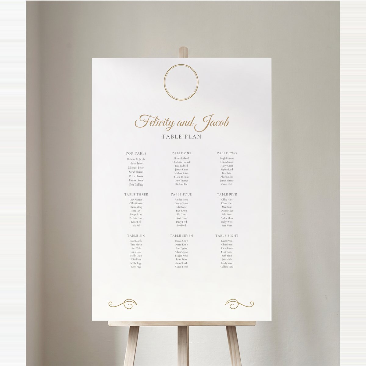 Monogram of Love Table Plan