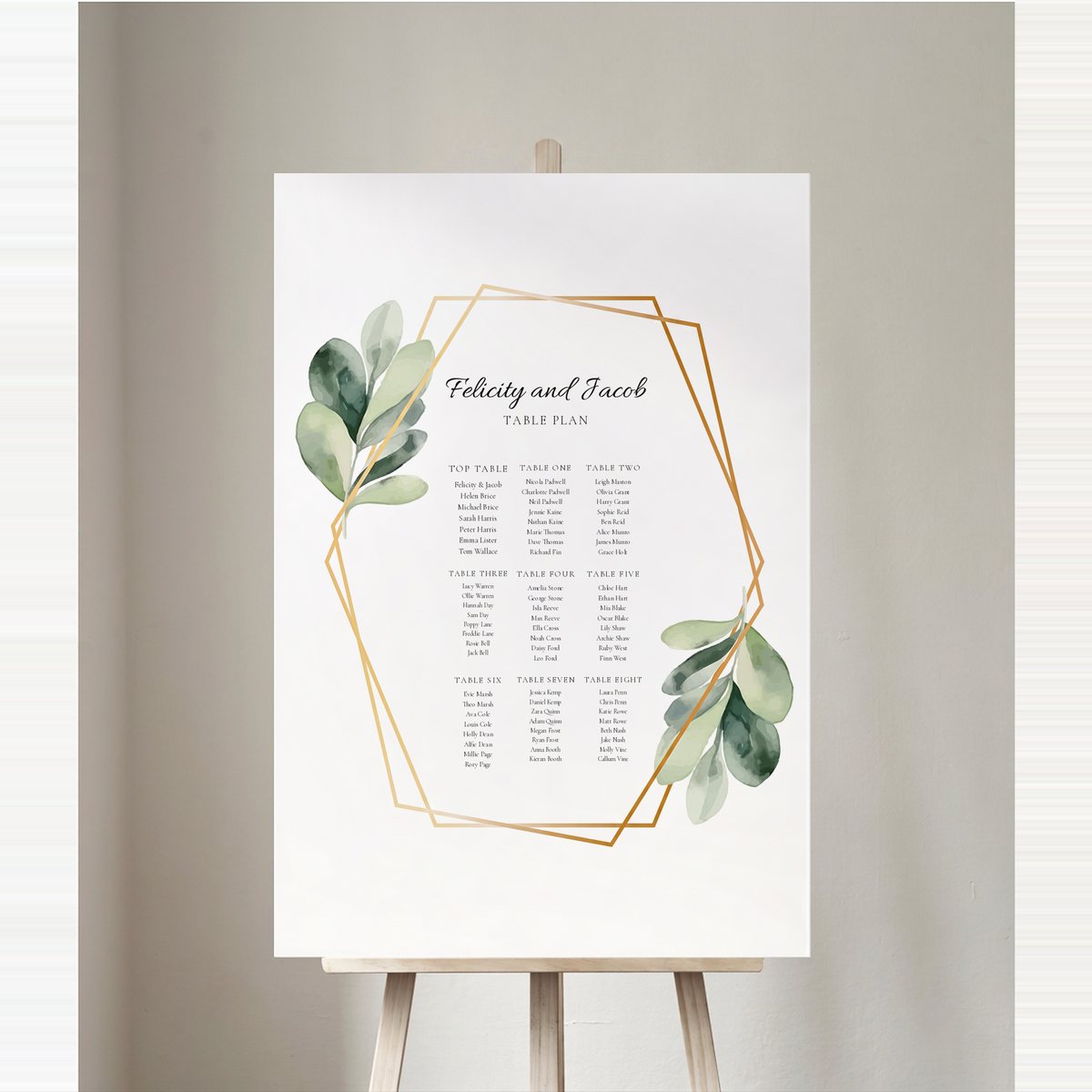 Leaf Gold Hex Table Plan