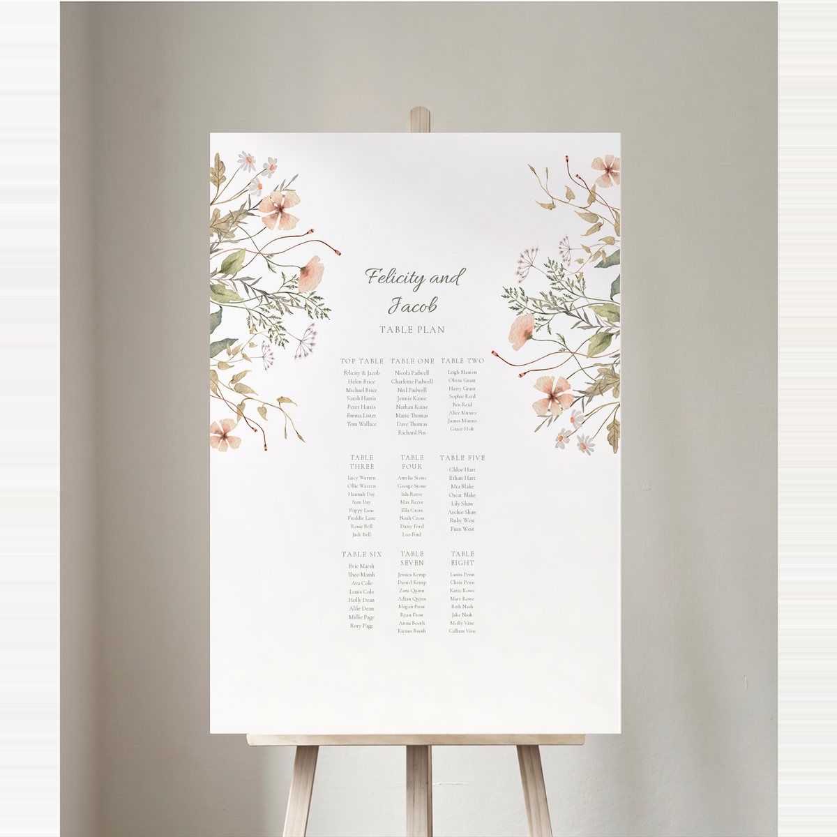 Among the Flowers Table Plan