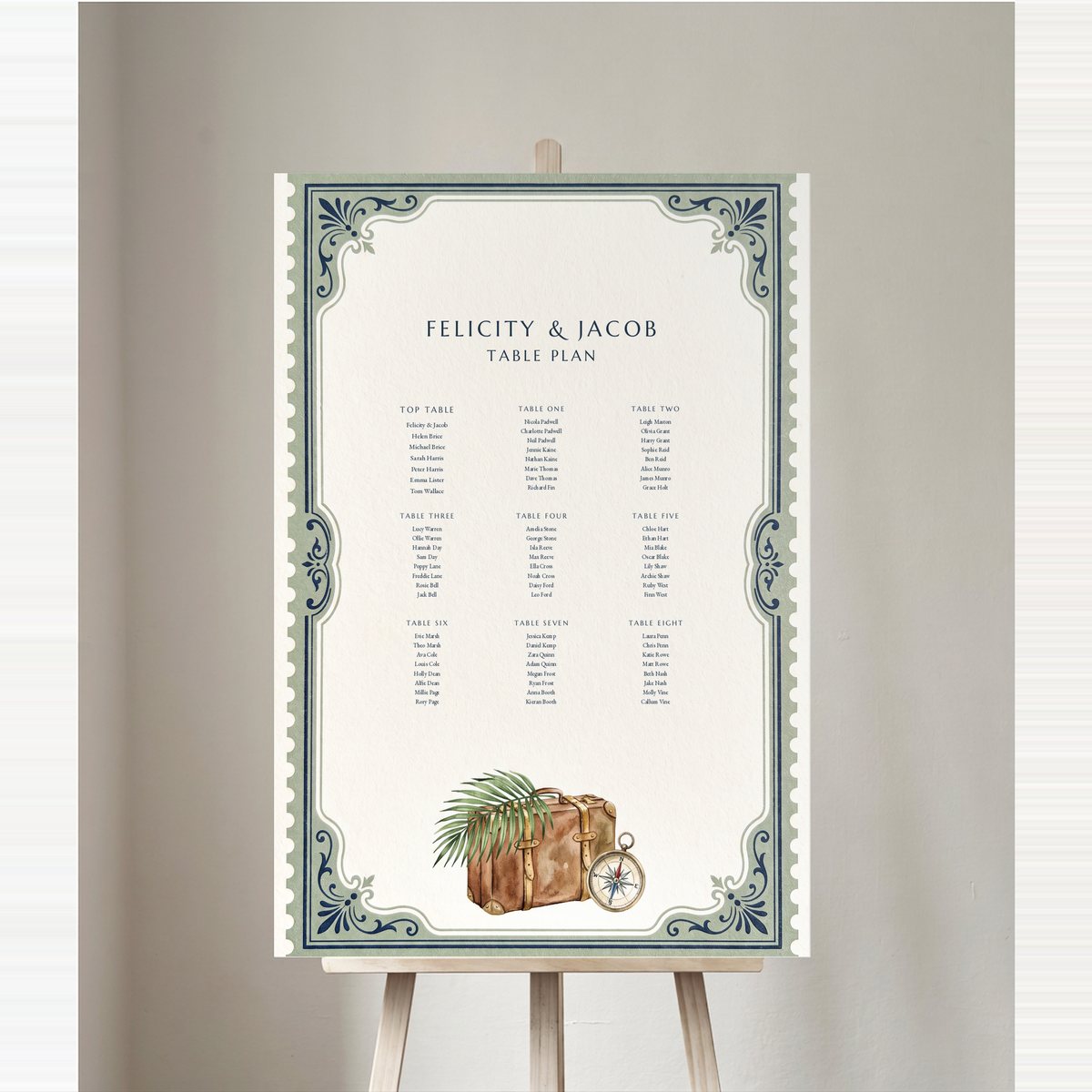 Pack Your Bags Table Plan