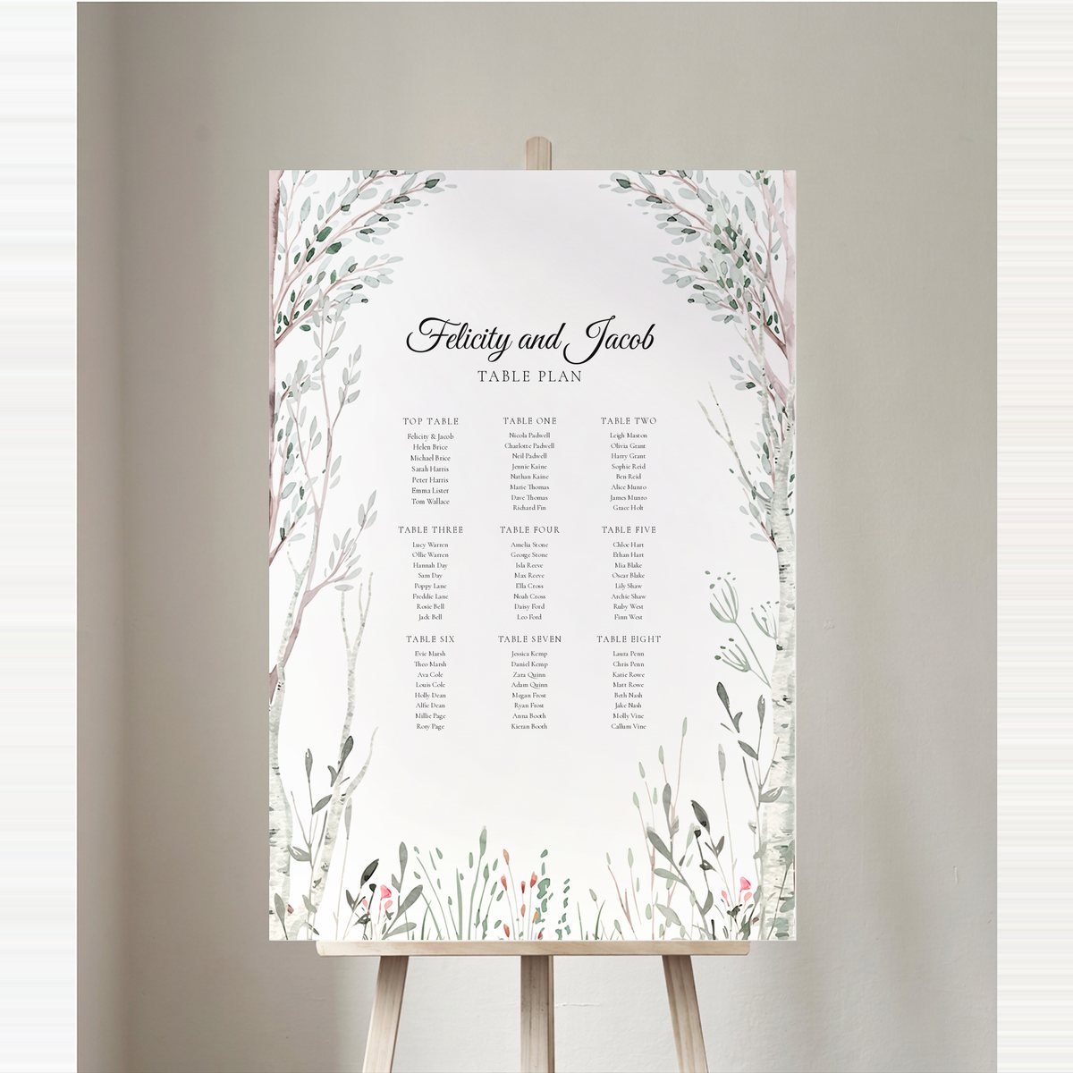 Naturally Beautiful Table Plan
