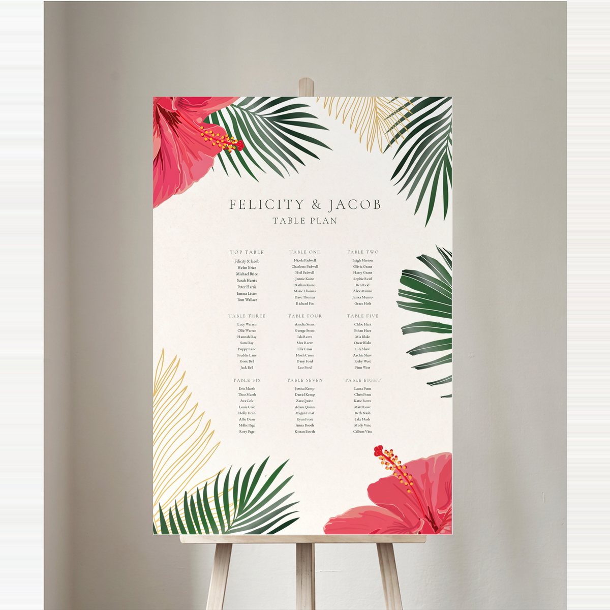 Tropical Coral Table Plan