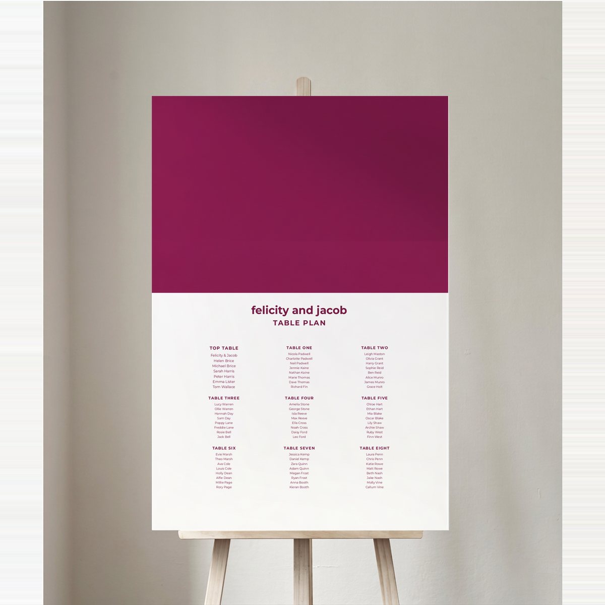 Distinctive Table Plan