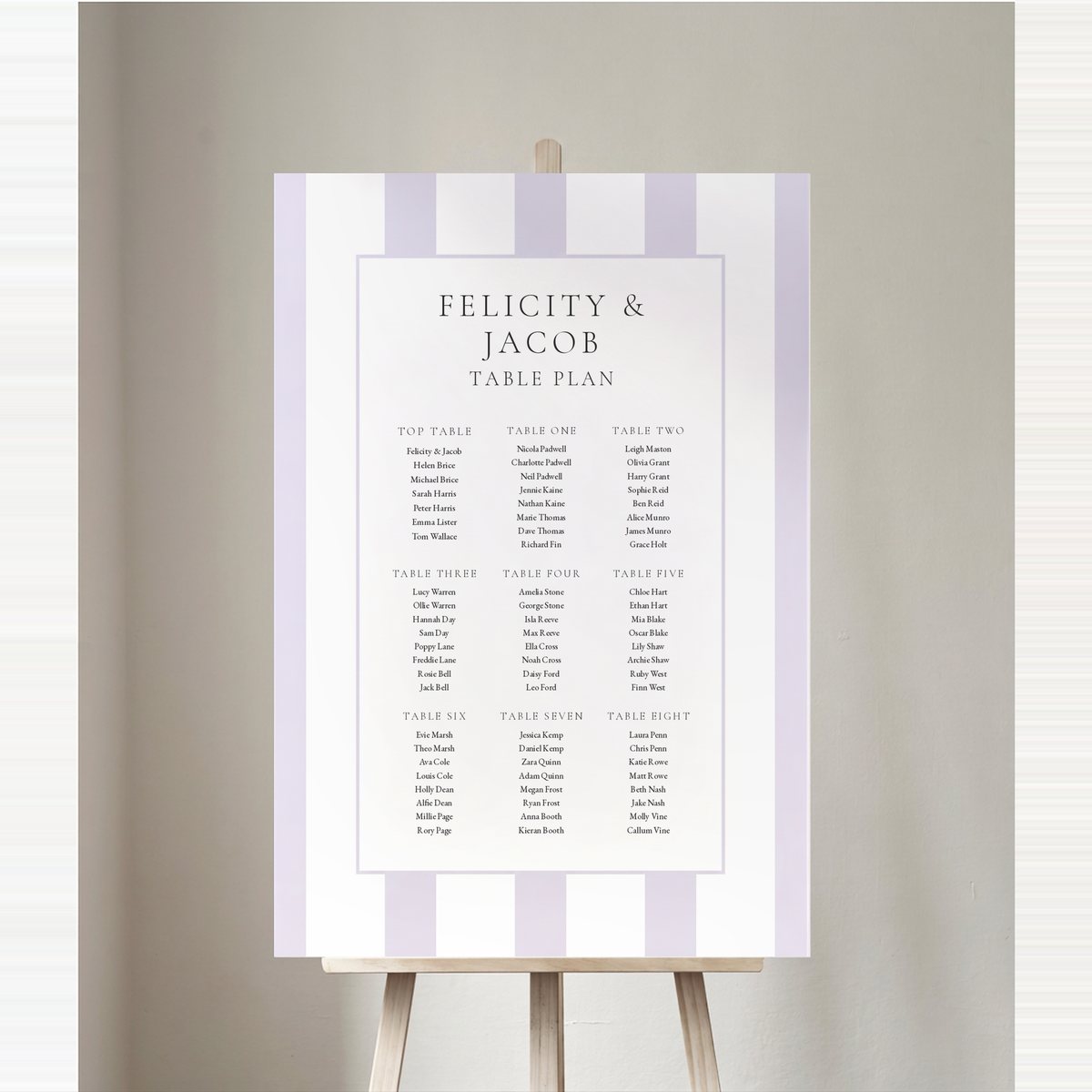 Colourband Stripe Table Plan