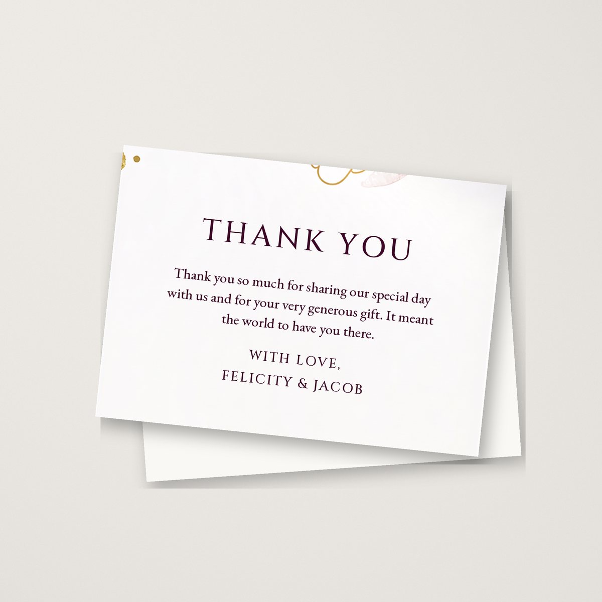 Romantic Watercolour Thank You Card