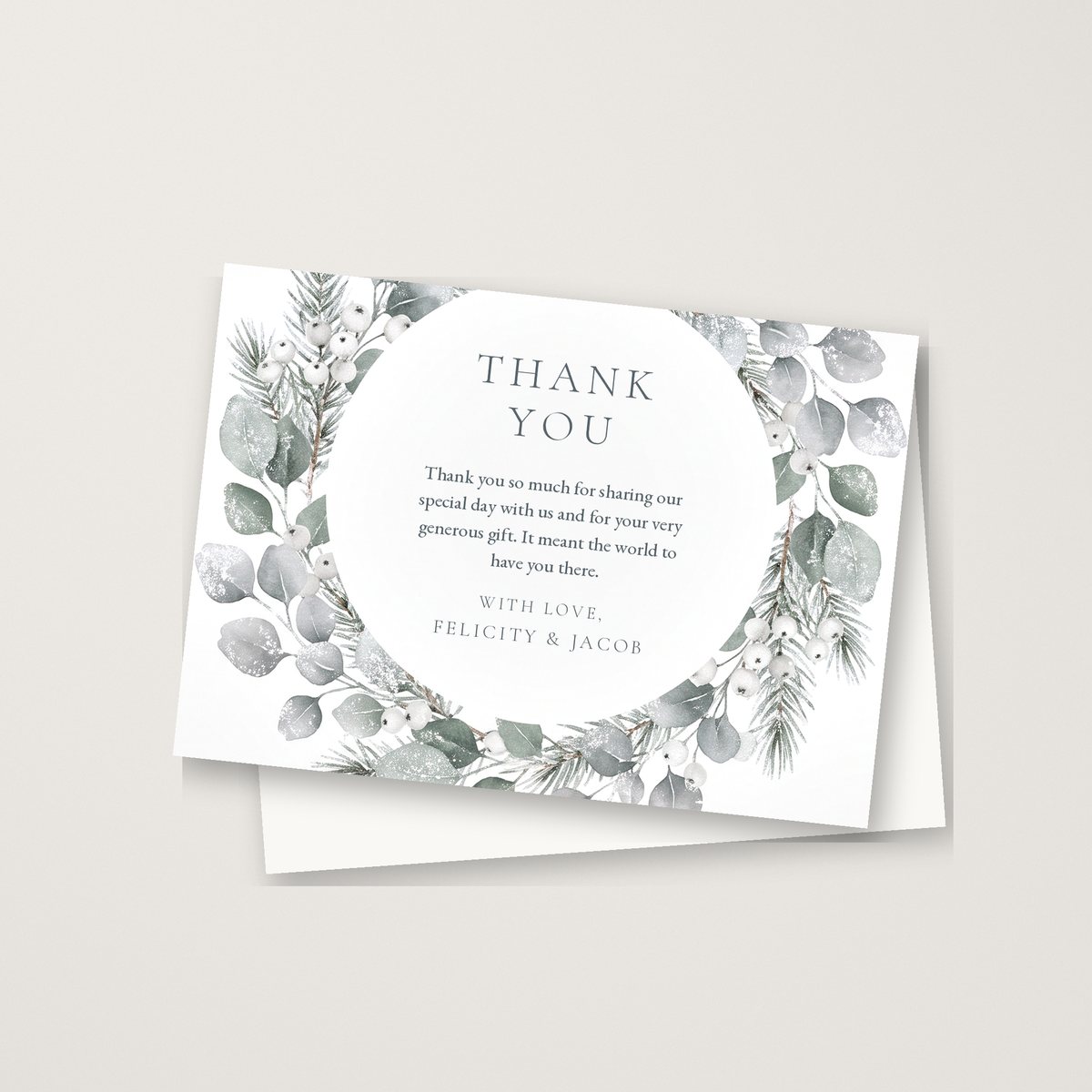 Frosted Wreath Thank You Card
