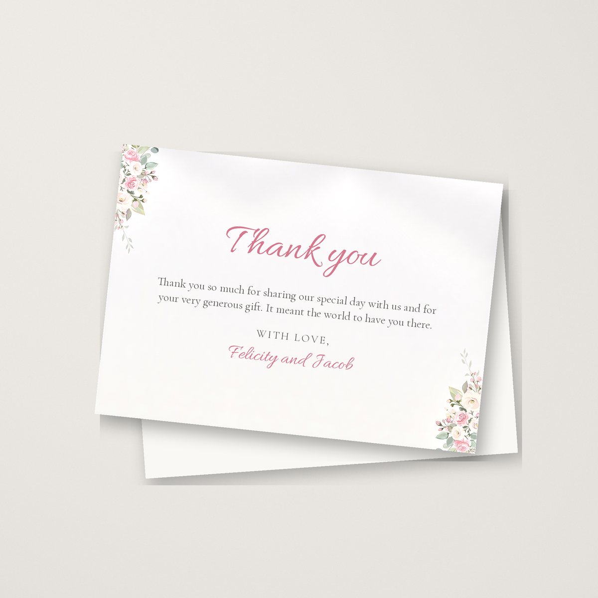 Delicate Rose Thank You Card
