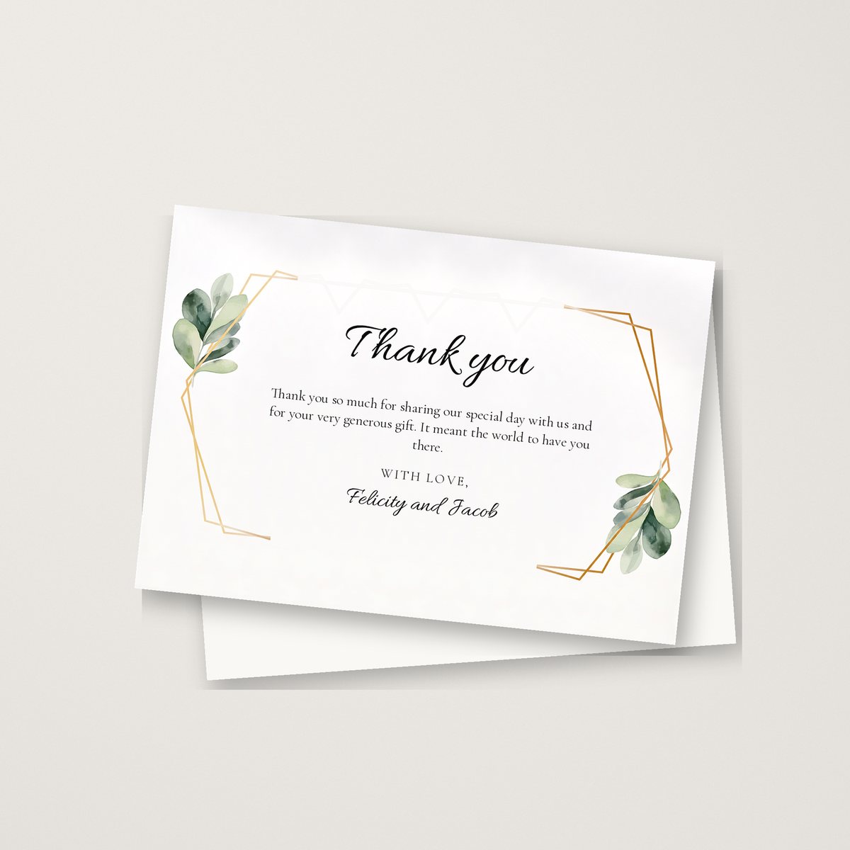 Leaf Gold Hex Thank You Card