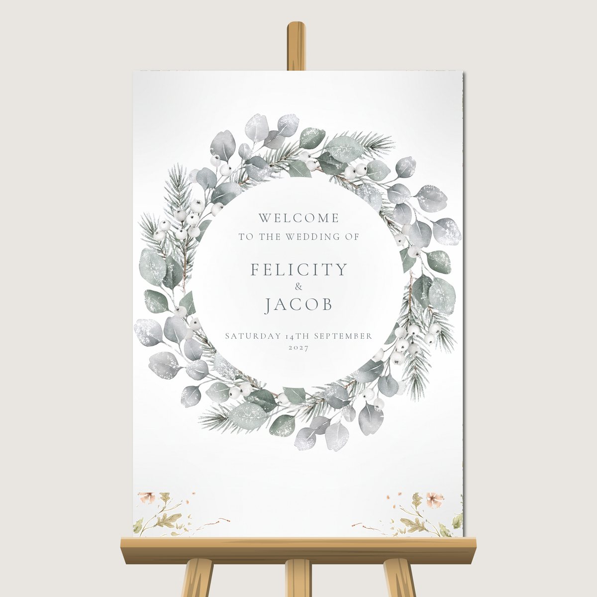 Frosted Wreath Welcome Sign