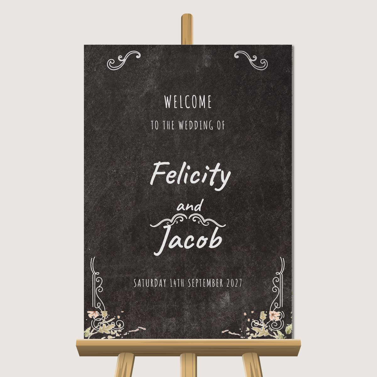 Blackboard Ornate Welcome Sign