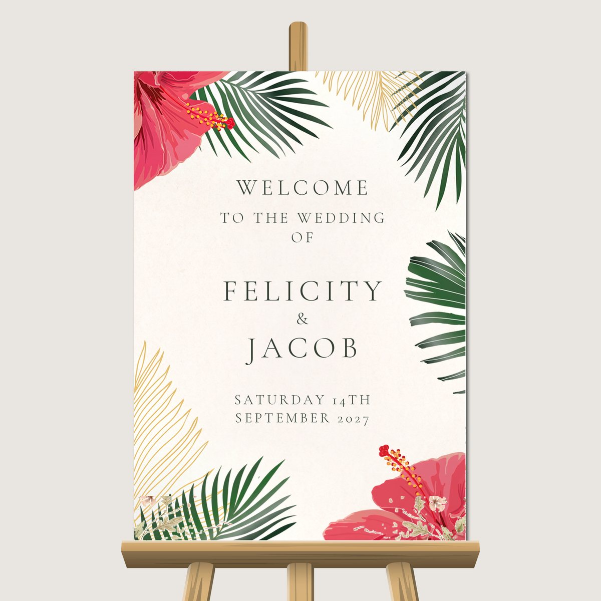 Tropical Coral Welcome Sign